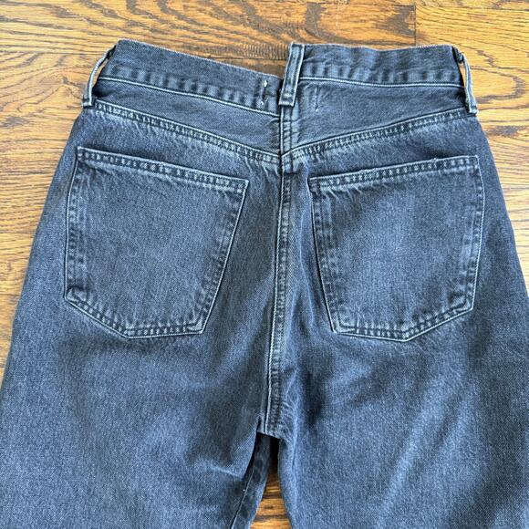 Agolde Revole Black Criss Cross Asymmetrical Straight Leg High Rise Jeans Sz 26 - Picture 7 of 9